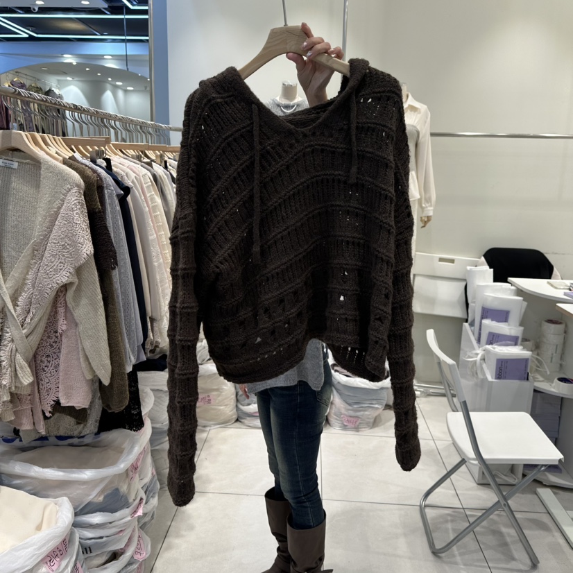 BLUE RIBBON韓國代購㊣女裝新款時尚休閑針織衫連帽針織衫BLUE RIBBON針織衫圖色2