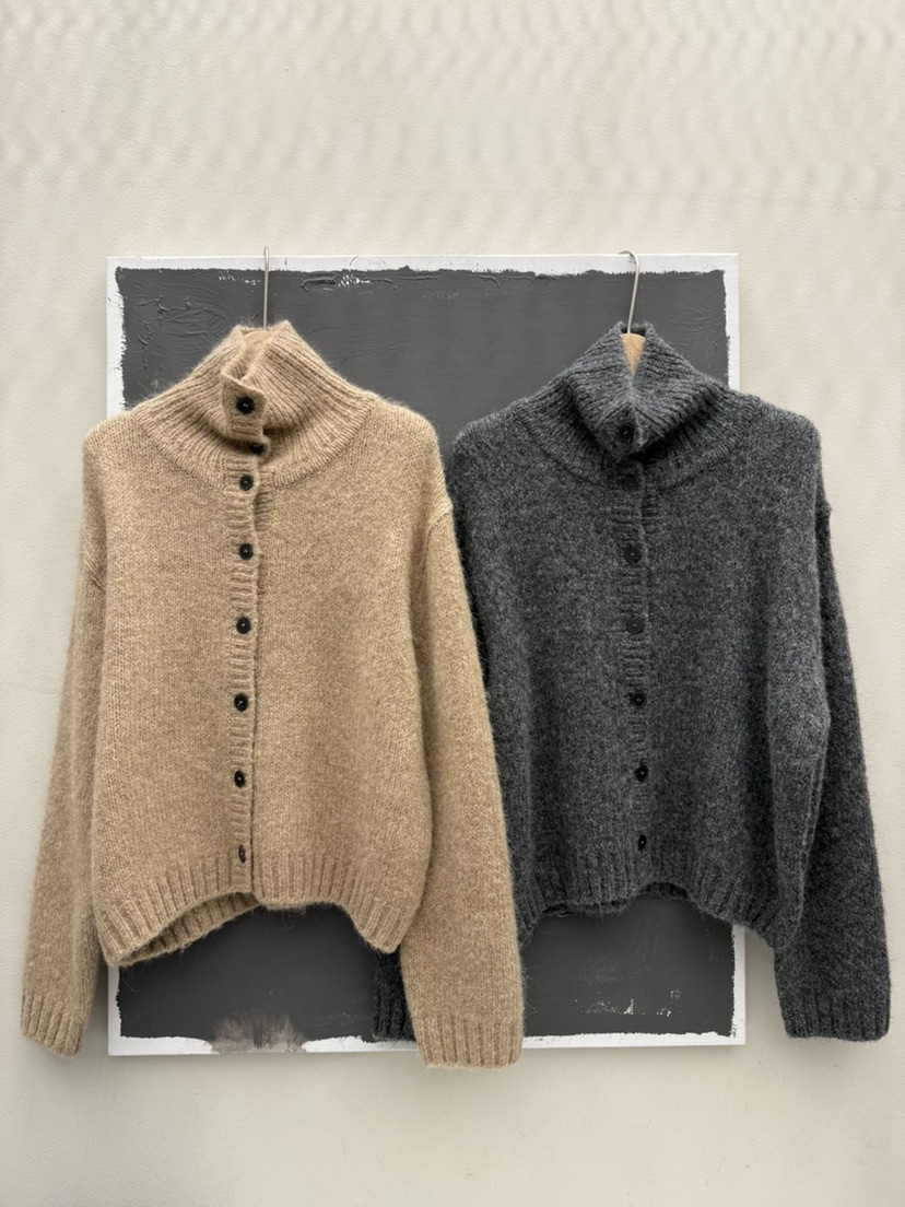 EOOB/LAMEREI韓國直郵㊣女士新品人氣職業針織衫高領開衫紐扣EOOB/LAMEREI針織衫