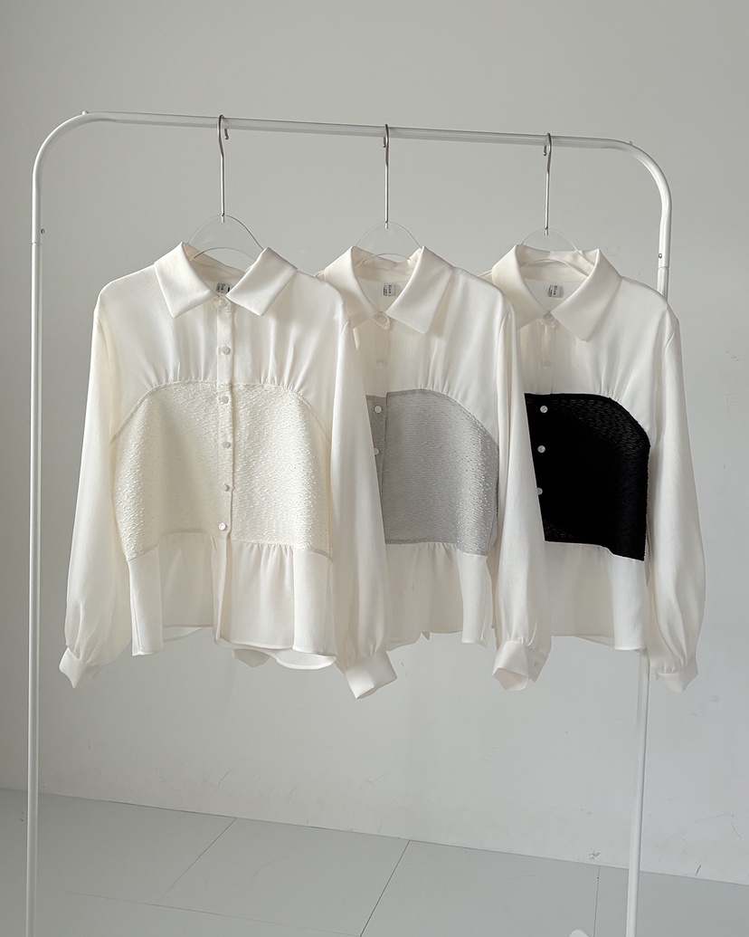 BLUE RIBBON韓國代購㊣女裝新品時尚25秋冬職業襯衫蕾絲衫BLUE RIBBON襯衫/蕾絲衫