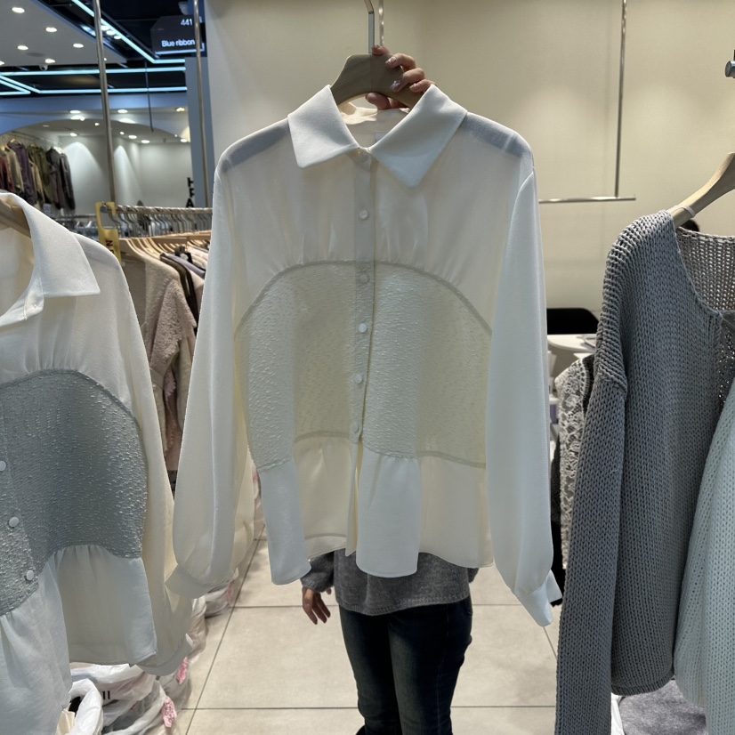 BLUE RIBBON韓國代購㊣女裝新品時尚25秋冬職業襯衫蕾絲衫BLUE RIBBON襯衫/蕾絲衫圖色1