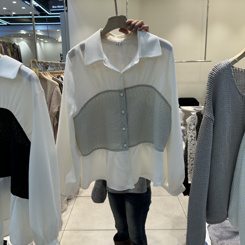 BLUE RIBBON韓國代購㊣女裝新品時尚25秋冬職業襯衫蕾絲衫BLUE RIBBON襯衫/蕾絲衫圖色2