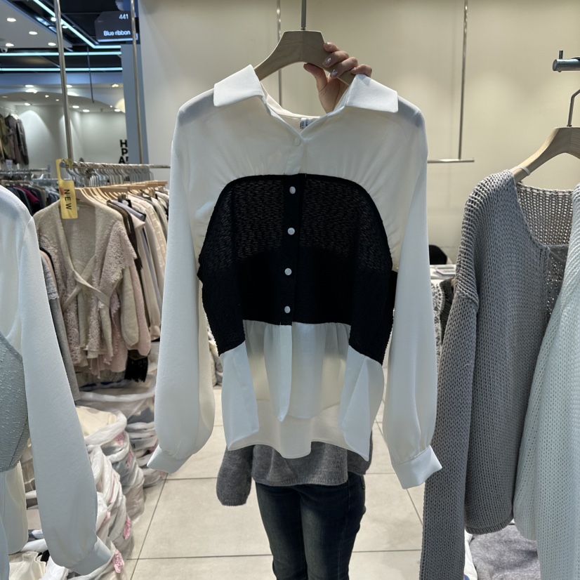 BLUE RIBBON韓國代購㊣女裝新品時尚25秋冬職業襯衫蕾絲衫BLUE RIBBON襯衫/蕾絲衫圖色3