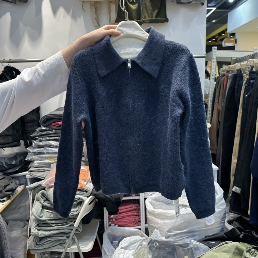 WASHBLUE東大門㊣實拍女裝新款熱賣休閑人氣25秋冬毛衣拉鏈開衫WASHBLUE毛衣圖色3