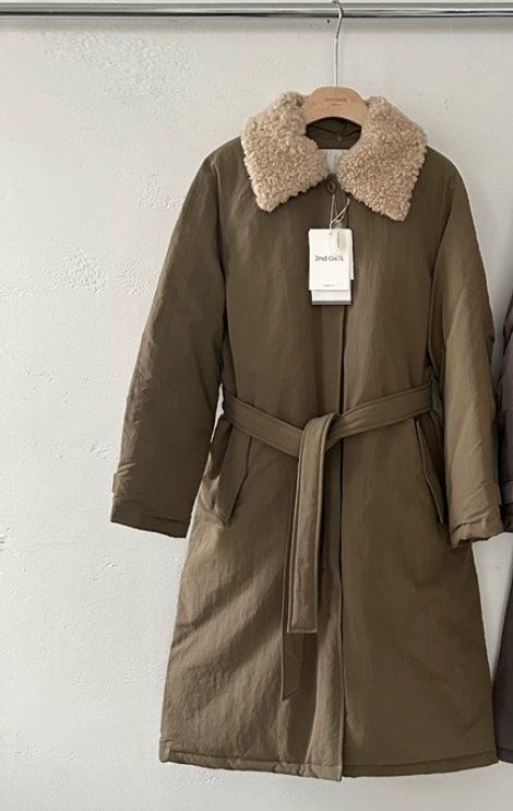 2ND GATE東大門㊣代購女士新款25秋冬時尚中長款大衣含腰帶2ND GATE中長款大衣圖色1