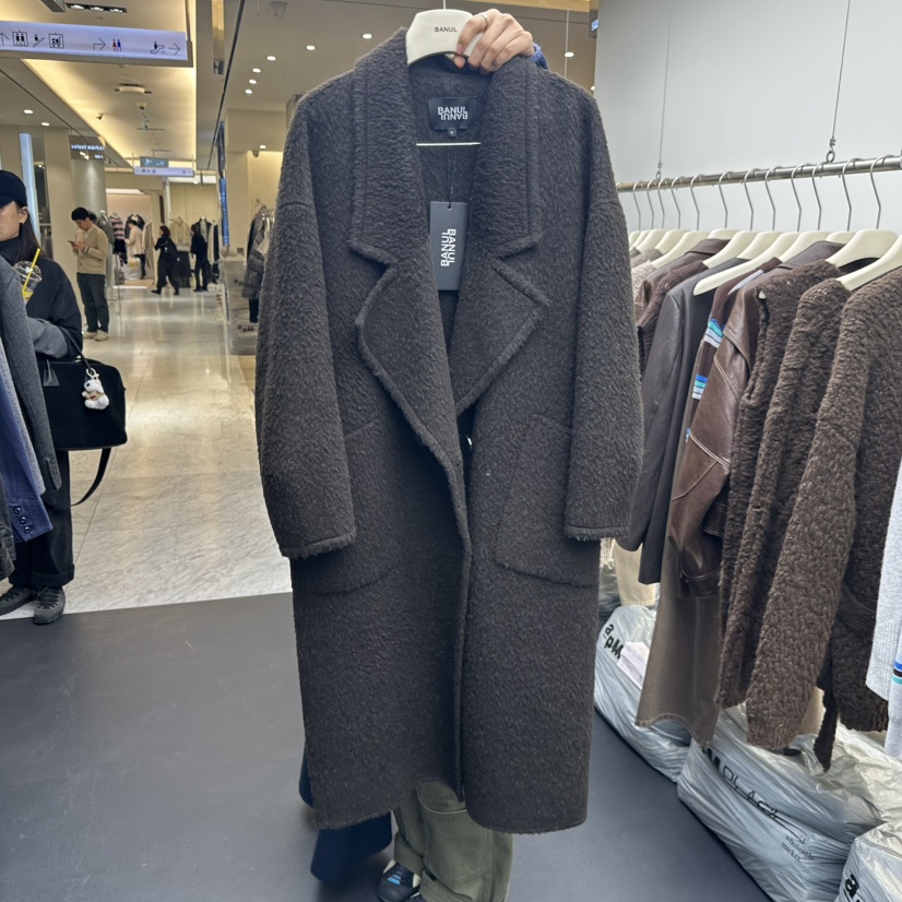 BANUL東大門㊣代購女士新款推薦人氣職業休閑中長款大衣羊毛BANUL中長款大衣圖色2