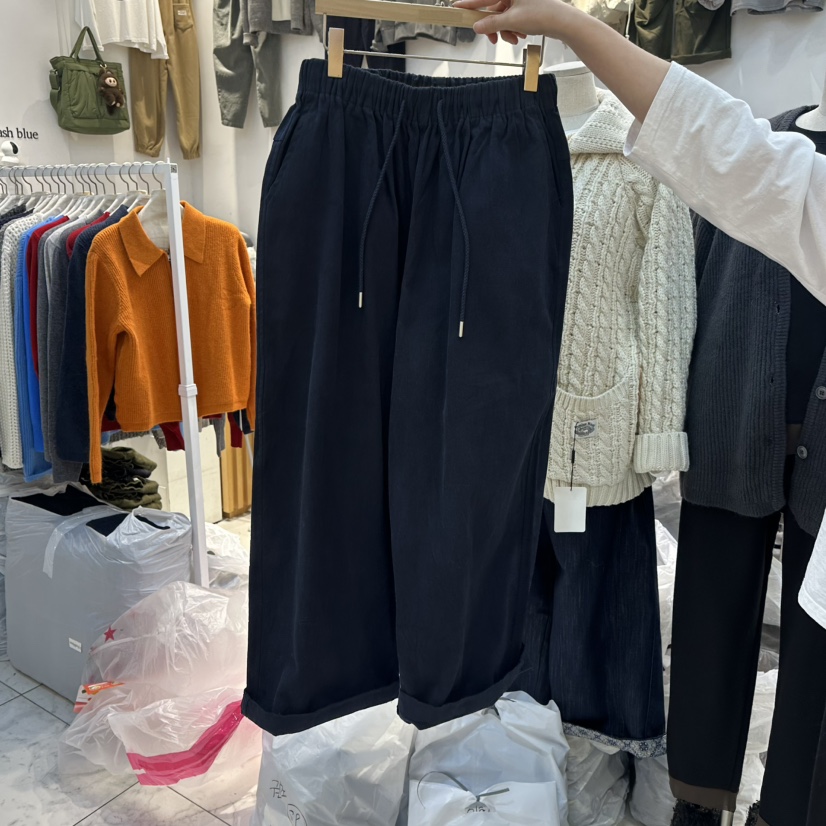 WASHBLUE韓國代購㊣女裝新品人氣職業時尚25秋冬休閑褲加絨WASHBLUE休閑褲圖色1深藍色