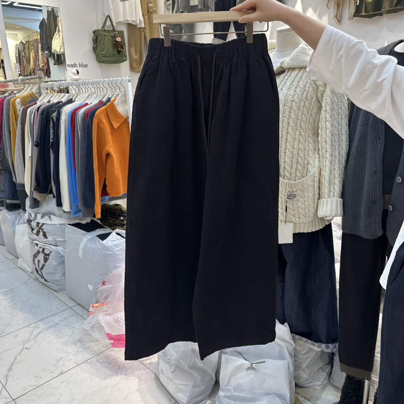 WASHBLUE韓國代購㊣女裝新品人氣職業時尚25秋冬休閑褲加絨WASHBLUE休閑褲圖色2黑色