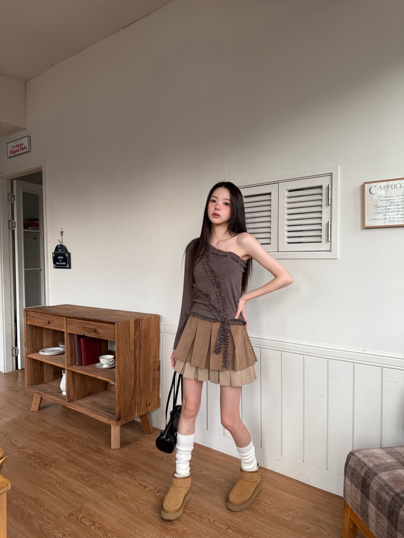 MARKE-P東大門㊣直郵女裝新款休閑職業長袖T恤安哥拉羊毛條紋MARKE-P長袖T恤