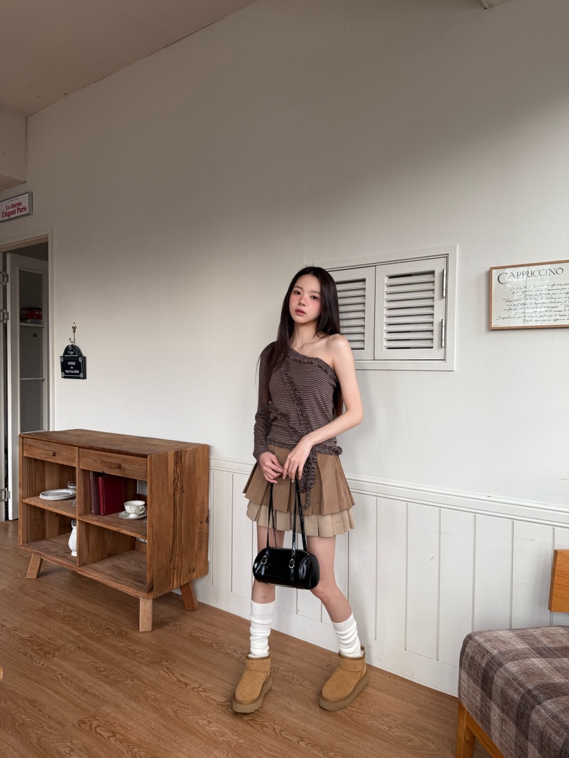 MARKE-P東大門㊣直郵女裝新款休閑職業長袖T恤安哥拉羊毛條紋MARKE-P長袖T恤