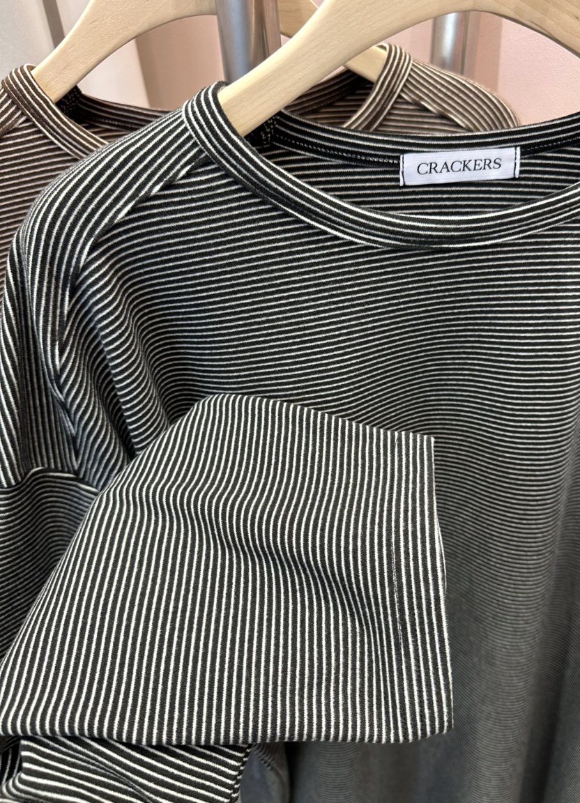 CRACKERS東大門㊣代購女士新款職業時尚人氣熱賣長袖T恤條紋CRACKERS長袖T恤