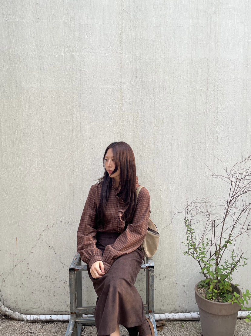 LEMATIN韓國代購㊣女裝新款推薦休閑人氣25秋冬襯衫蕾絲衫格子LEMATIN襯衫/蕾絲衫