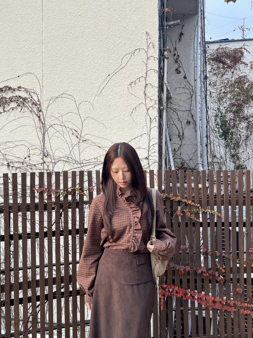 LEMATIN韓國代購㊣女裝新款推薦休閑人氣25秋冬襯衫蕾絲衫格子LEMATIN襯衫/蕾絲衫