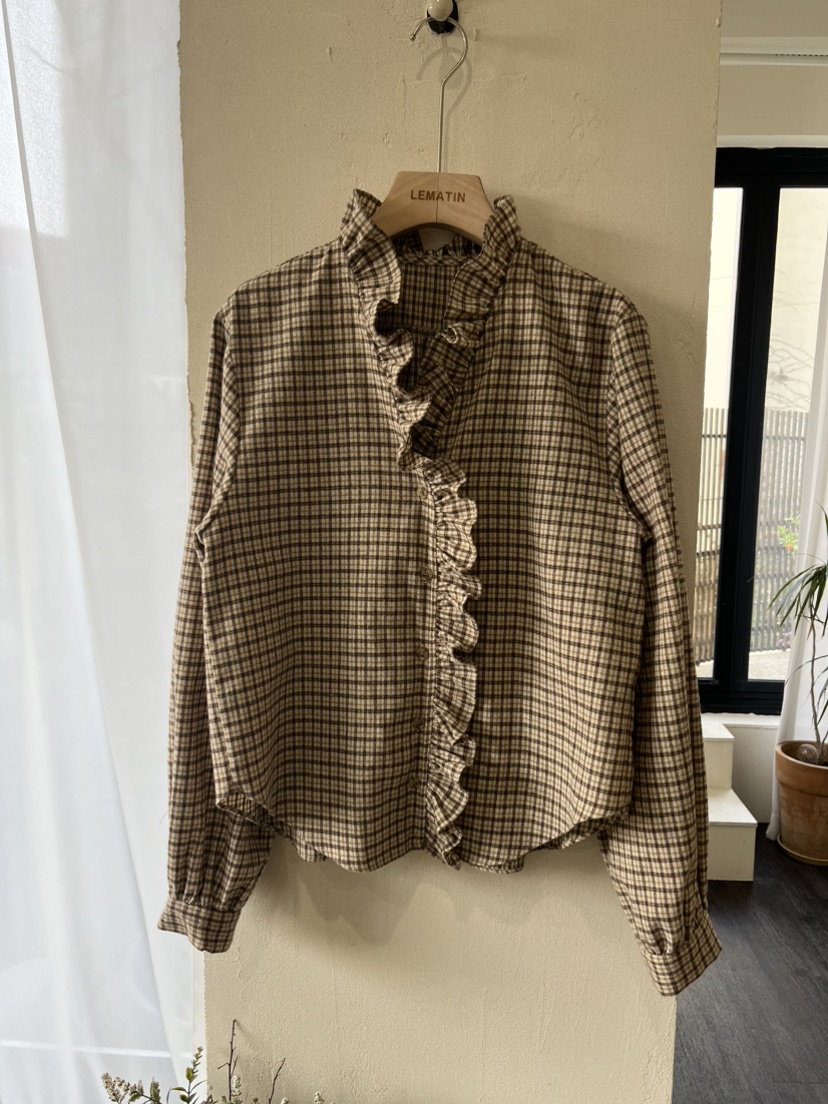 LEMATIN韓國代購㊣女裝新款推薦休閑人氣25秋冬襯衫蕾絲衫格子LEMATIN襯衫/蕾絲衫圖色1