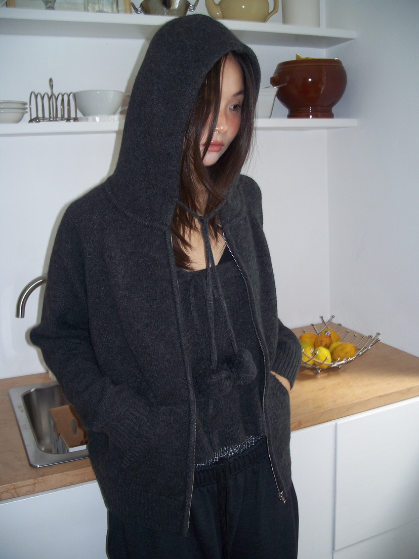 FLASH東大門㊣代購女士新品25秋冬推薦職業針織衫連帽拉鏈衫FLASH針織衫