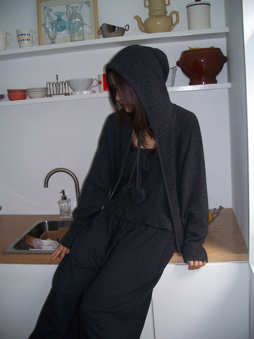 FLASH東大門㊣代購女士新品25秋冬推薦職業針織衫連帽拉鏈衫FLASH針織衫