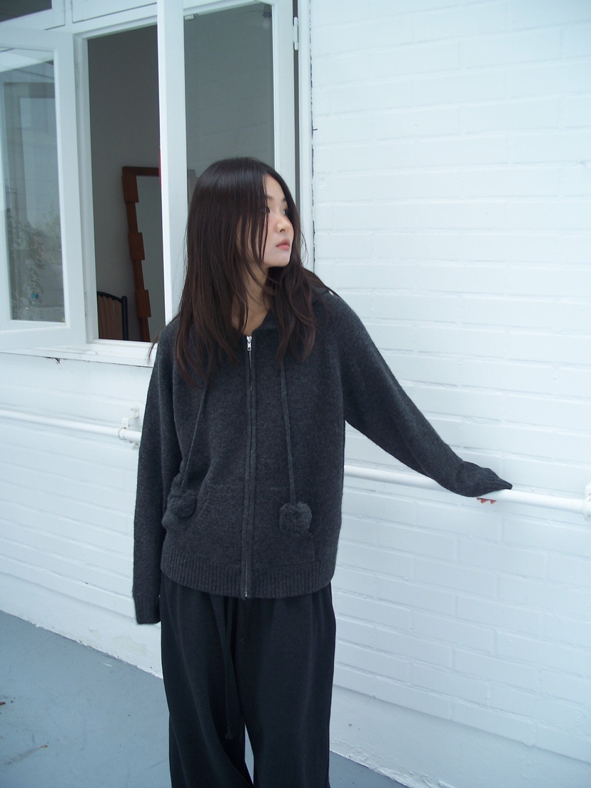 FLASH東大門㊣代購女士新品25秋冬推薦職業針織衫連帽拉鏈衫FLASH針織衫