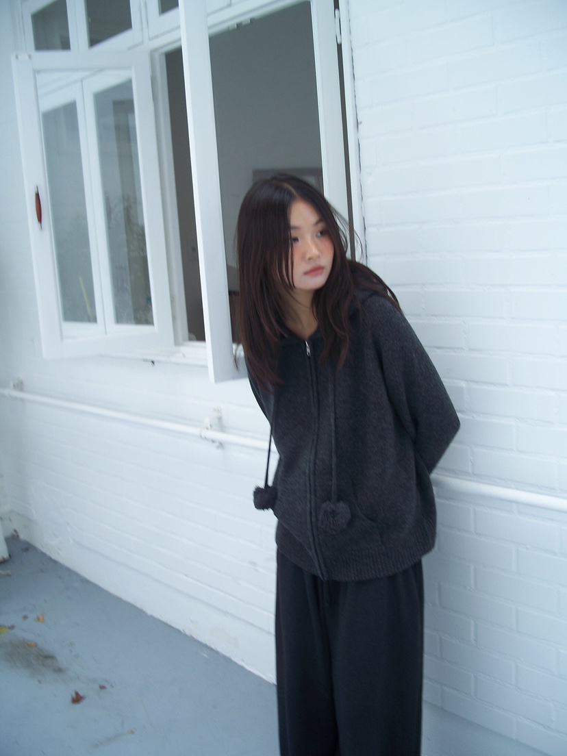 FLASH東大門㊣代購女士新品25秋冬推薦職業針織衫連帽拉鏈衫FLASH針織衫