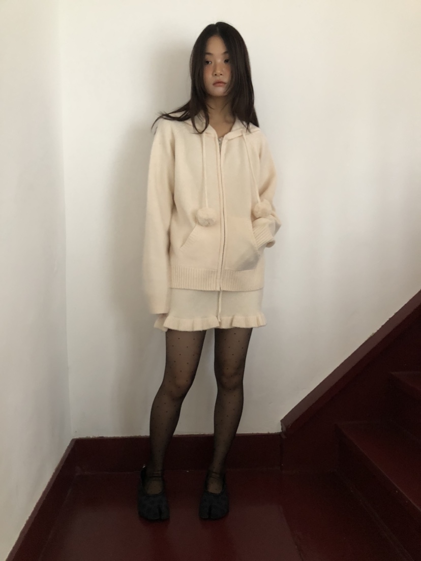 FLASH東大門㊣代購女士新品25秋冬推薦職業針織衫連帽拉鏈衫FLASH針織衫