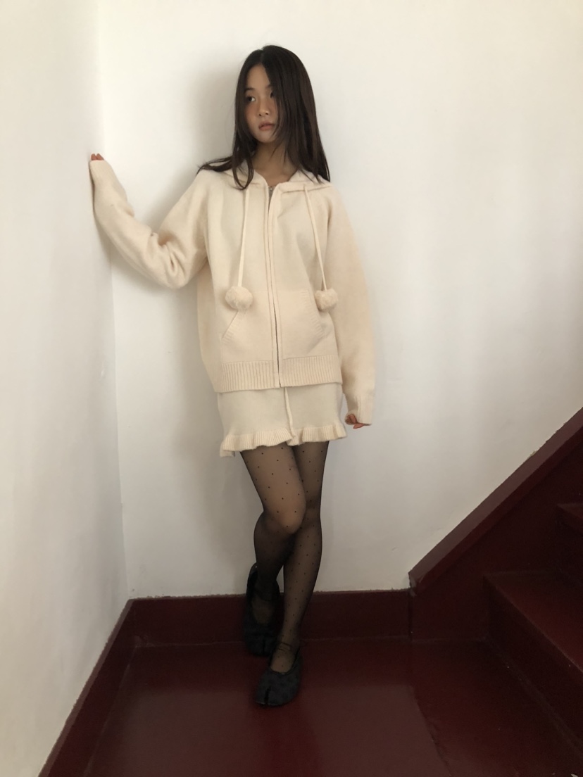 FLASH東大門㊣代購女士新品25秋冬推薦職業針織衫連帽拉鏈衫FLASH針織衫