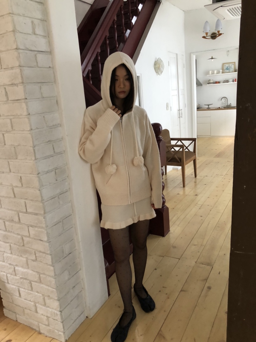 FLASH東大門㊣代購女士新品25秋冬推薦職業針織衫連帽拉鏈衫FLASH針織衫