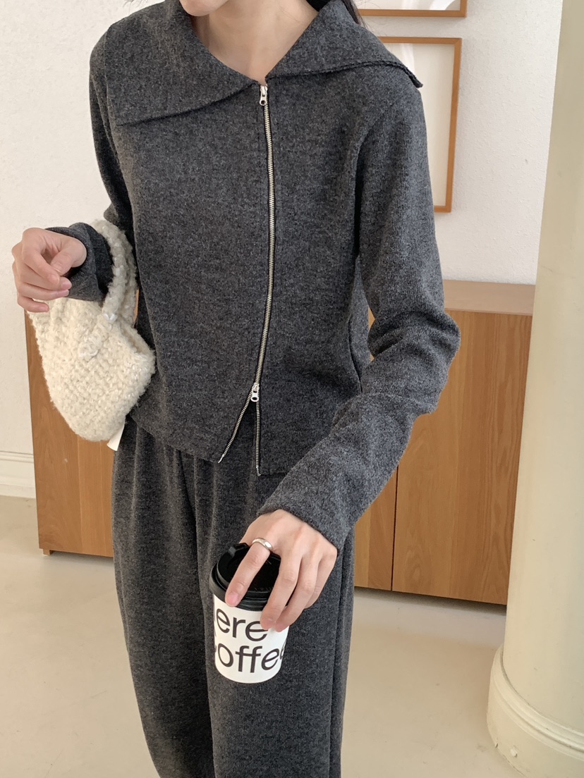 RE:OPENING韓國代購㊣女士新款時尚熱賣人氣推薦針織衫拉鏈RE:OPENING針織衫