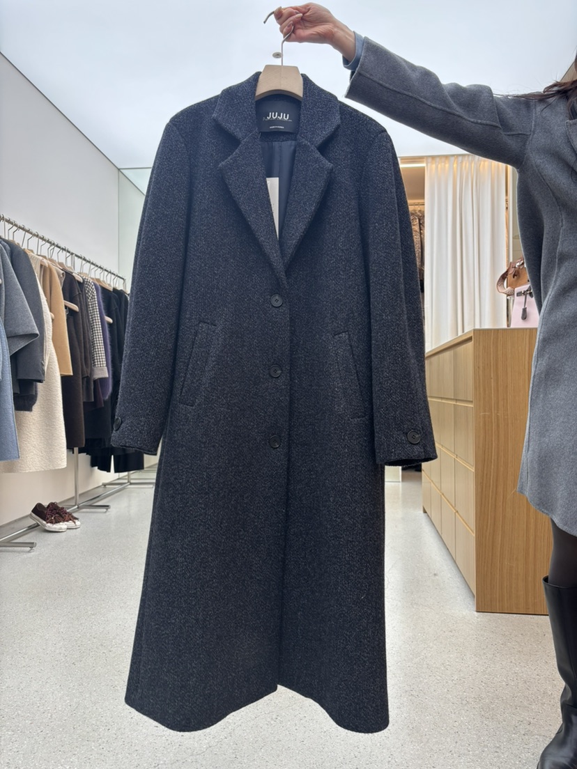 JUJU東大門㊣代購女裝新款休閑人氣職業推薦時尚中長款大衣JUJU中長款大衣圖色2