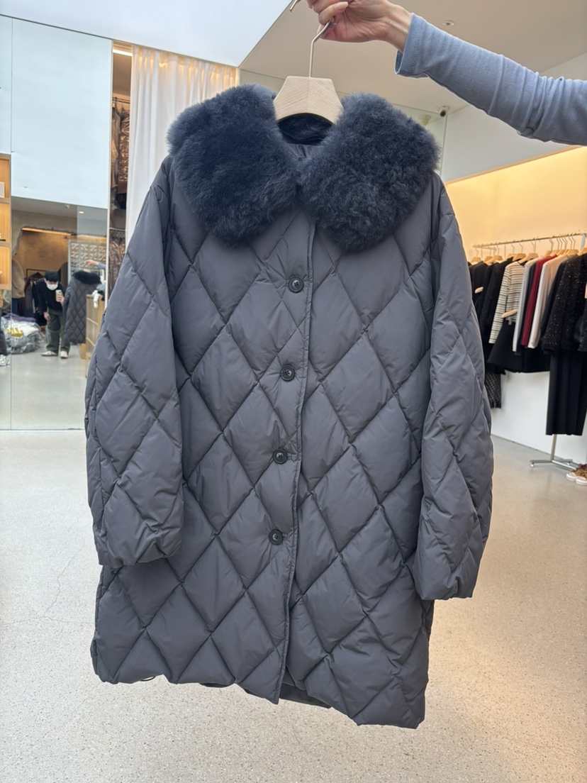 JUJU韓國代購㊣女士新款職業25秋冬推薦長款羽絨服絎縫鵝絨JUJU長款羽絨服圖色2