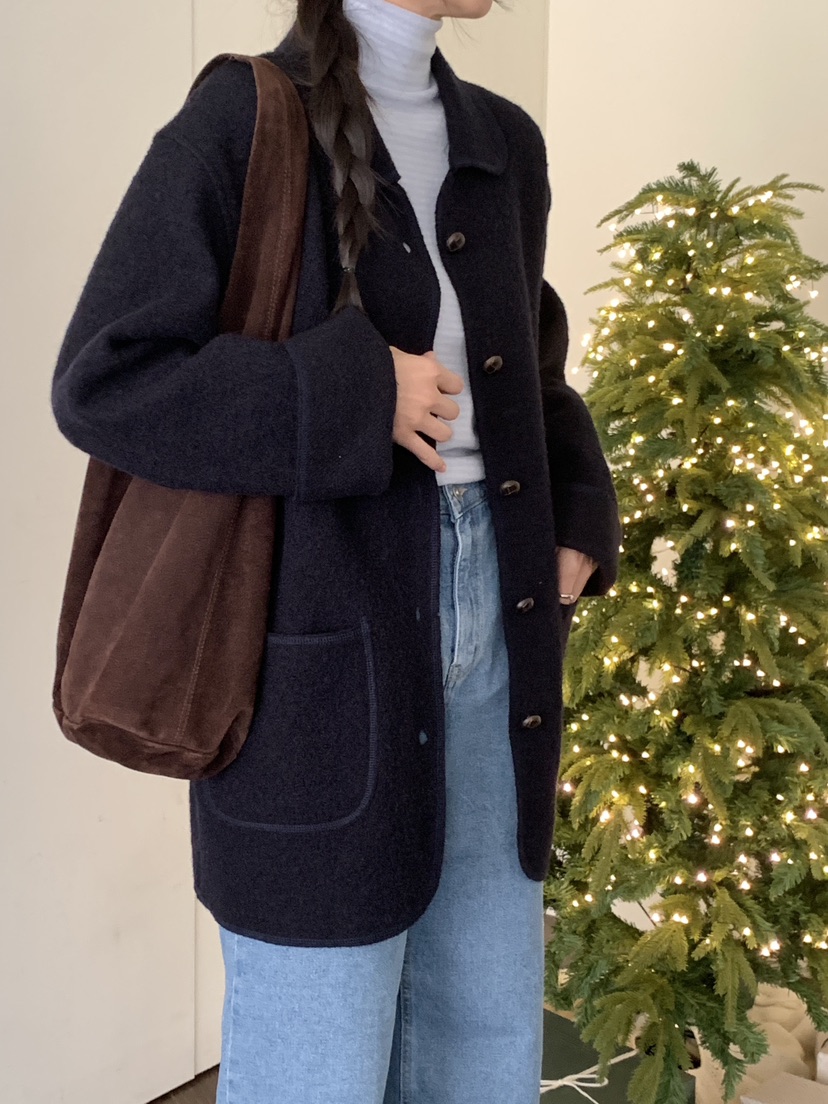 WOOD東大門㊣直郵女裝新品職業人氣熱賣25秋冬休閑短款大衣WOOD短款大衣