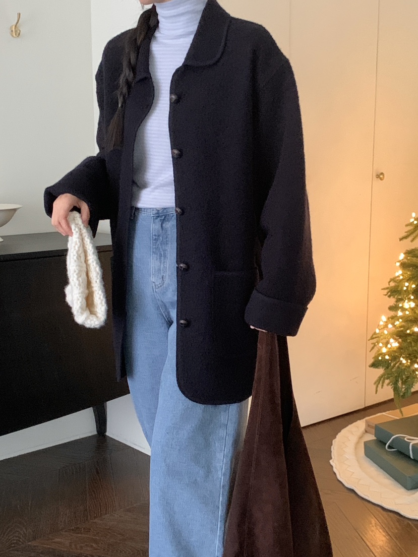 WOOD東大門㊣直郵女裝新品職業人氣熱賣25秋冬休閑短款大衣WOOD短款大衣