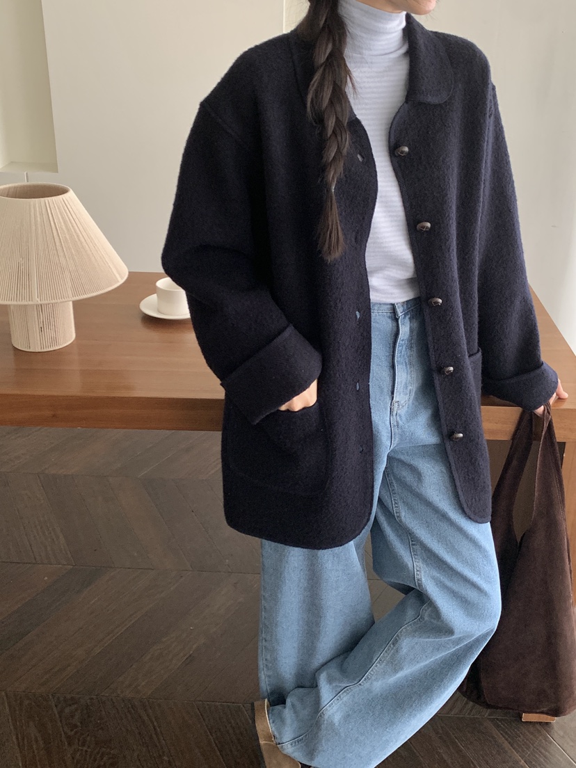 WOOD東大門㊣直郵女裝新品職業人氣熱賣25秋冬休閑短款大衣WOOD短款大衣