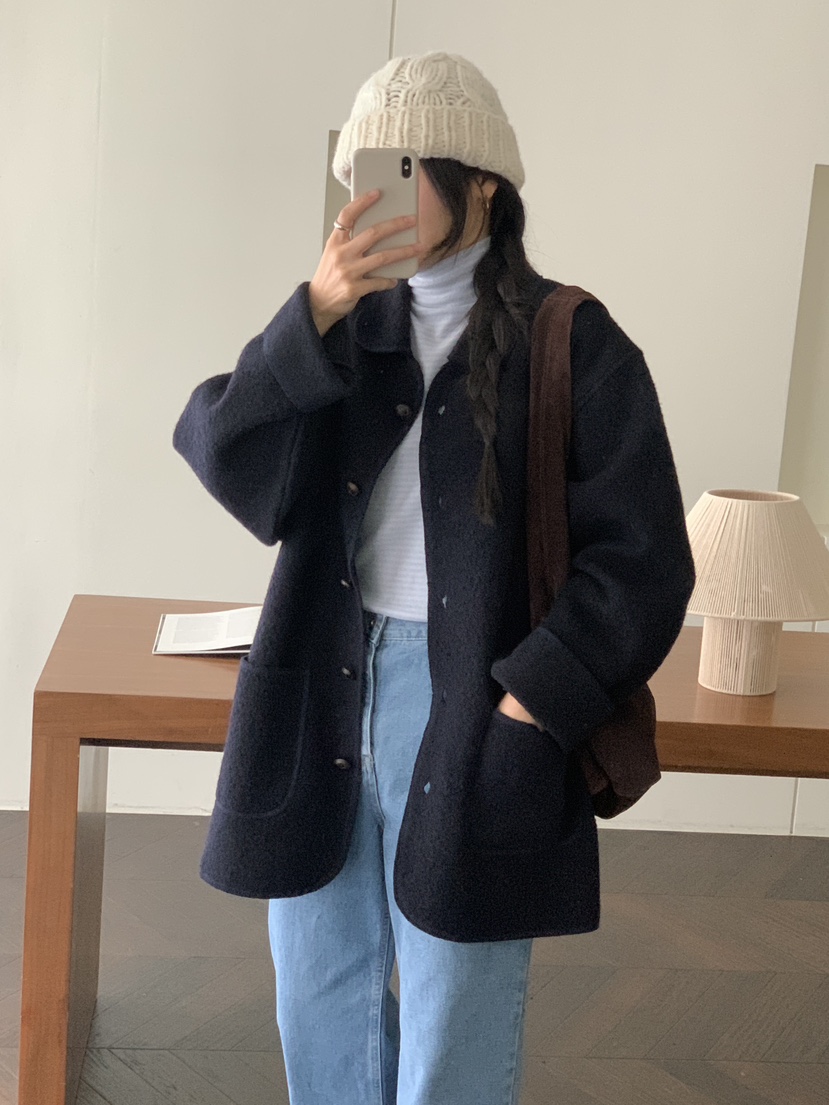 WOOD東大門㊣直郵女裝新品職業人氣熱賣25秋冬休閑短款大衣WOOD短款大衣圖色2