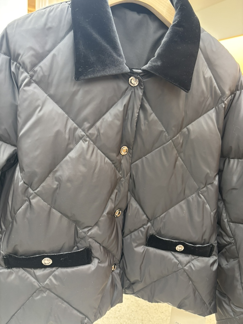 JUJU東大門㊣直郵女裝新品職業時尚熱賣休閑短款羽絨服天鵝絨JUJU短款羽絨服