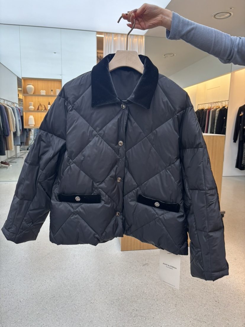 JUJU東大門㊣直郵女裝新品職業時尚熱賣休閑短款羽絨服天鵝絨JUJU短款羽絨服圖色1