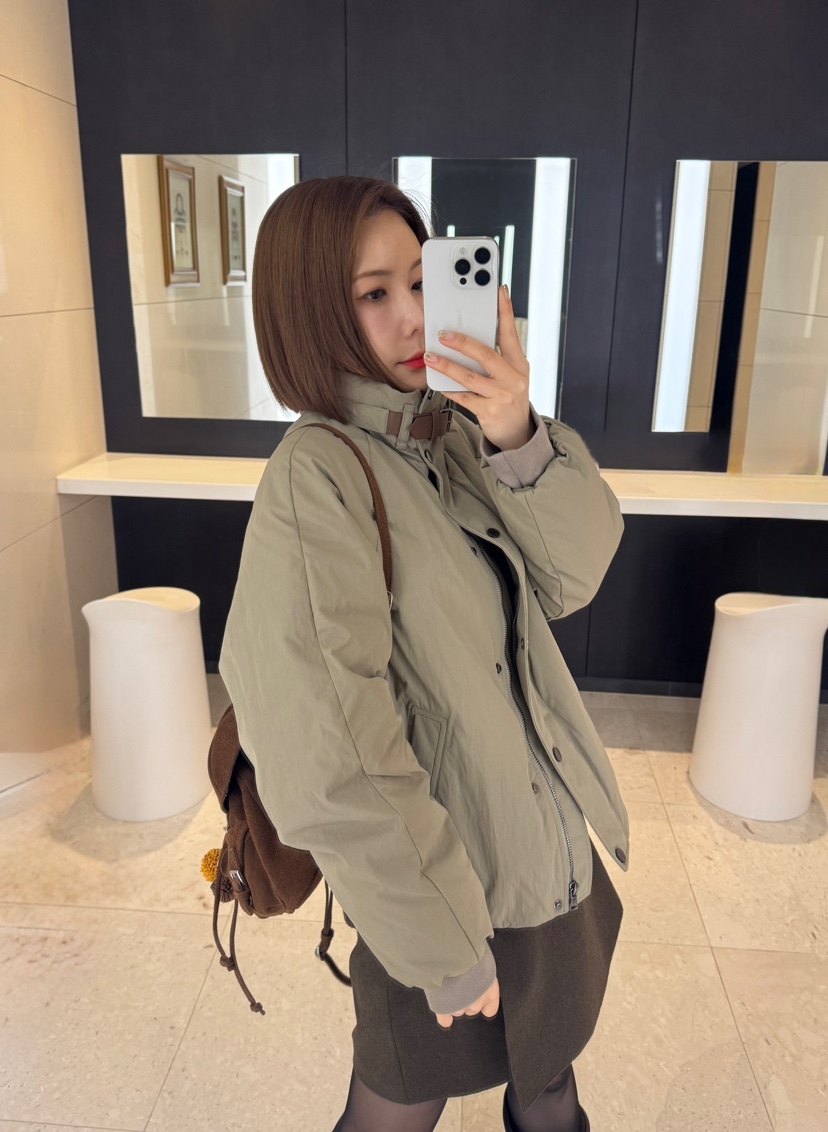 JUJU韓國代購㊣女裝新款25秋冬休閑推薦時尚人氣夾克腰帶鵝絨JUJU夾克