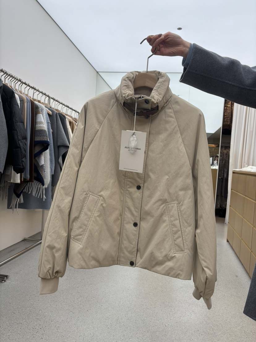 JUJU韓國代購㊣女裝新款25秋冬休閑推薦時尚人氣夾克腰帶鵝絨JUJU夾克圖色1