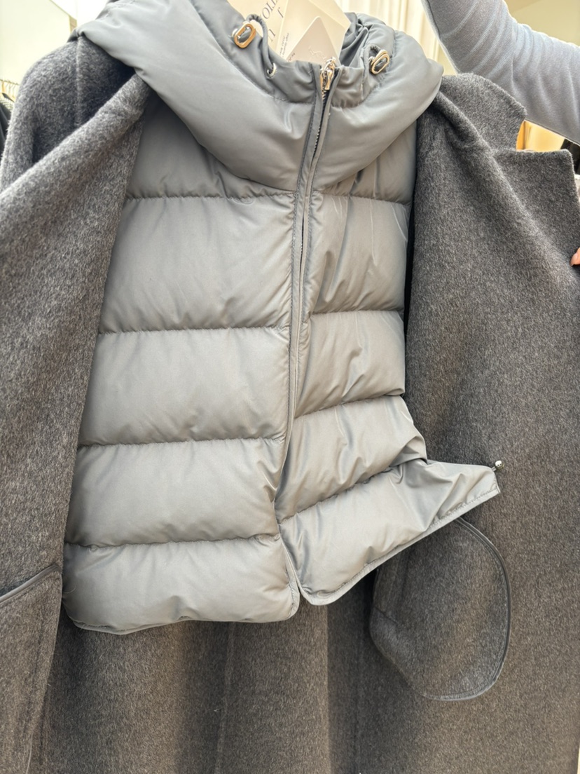 JUJU韓國代購㊣女士新款職業熱賣時尚推薦中長款大衣填充鵝絨JUJU中長款大衣