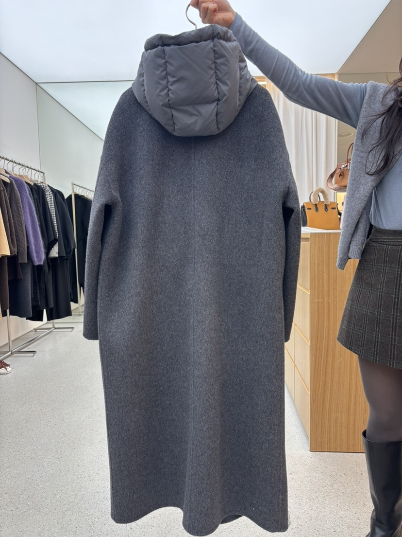 JUJU韓國代購㊣女士新款職業熱賣時尚推薦中長款大衣填充鵝絨JUJU中長款大衣