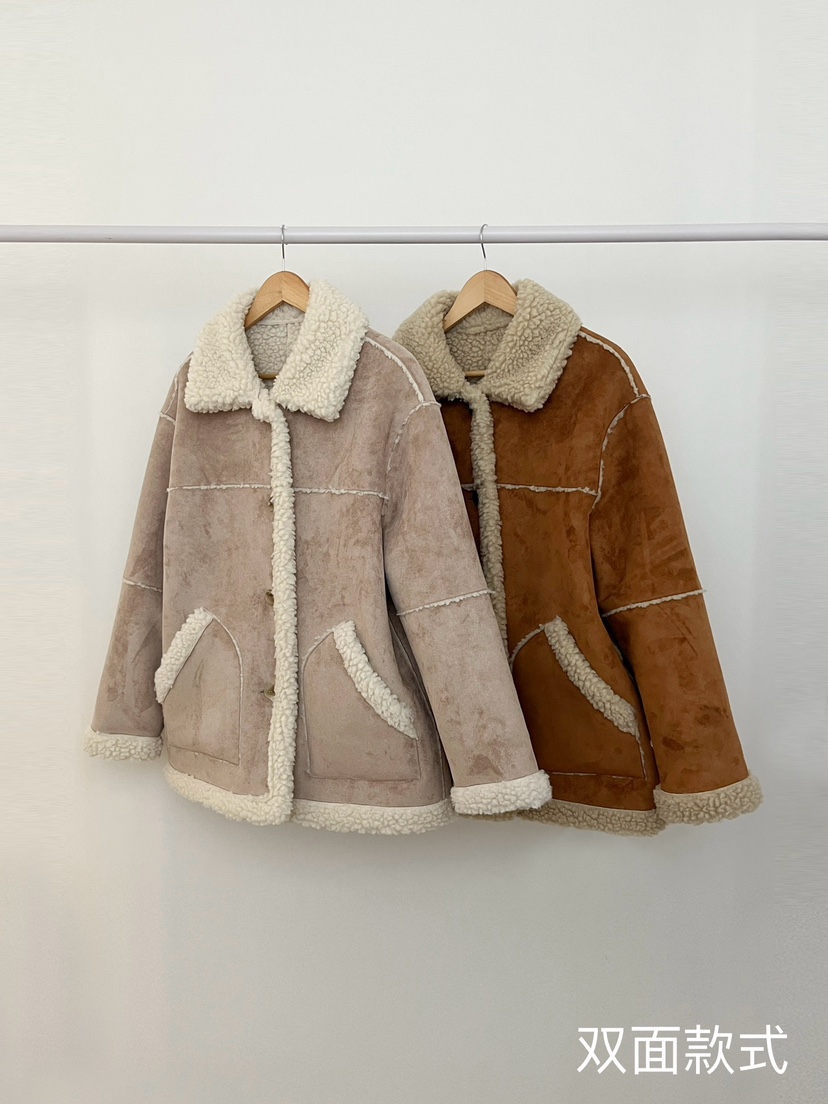 RE:OPENING韓國代購㊣女裝新款人氣職業熱賣中長款大衣兩面穿RE:OPENING中長款大衣