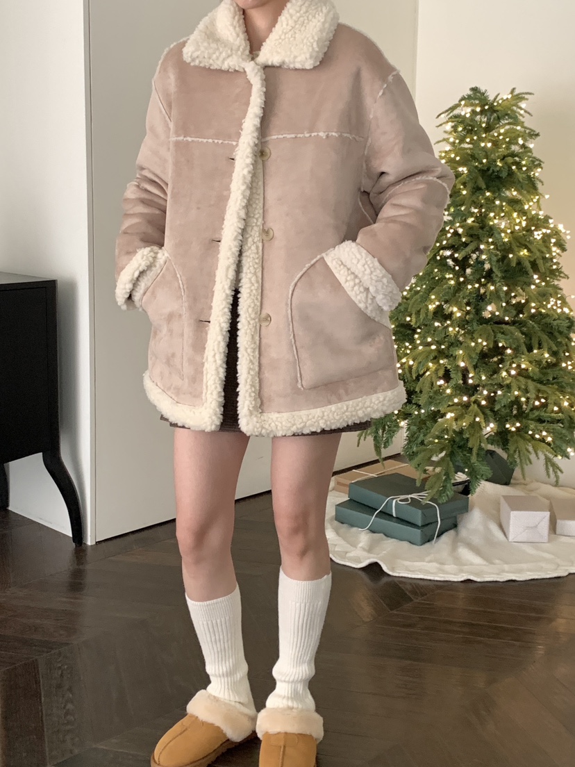 RE:OPENING韓國代購㊣女裝新款人氣職業熱賣中長款大衣兩面穿RE:OPENING中長款大衣