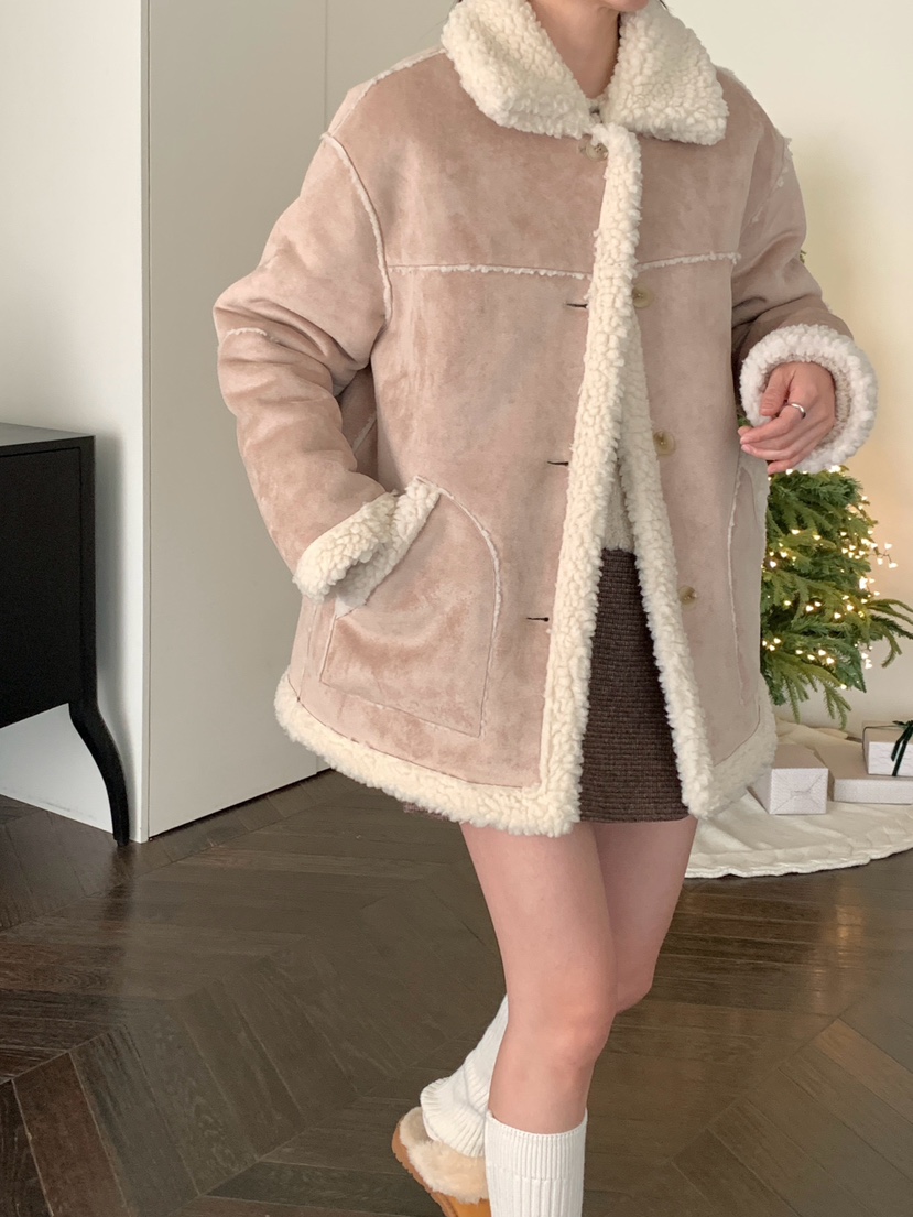 RE:OPENING韓國代購㊣女裝新款人氣職業熱賣中長款大衣兩面穿RE:OPENING中長款大衣