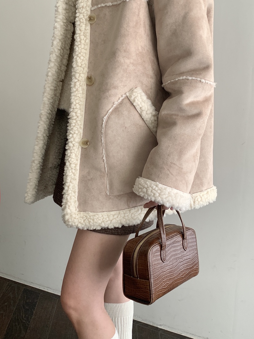 RE:OPENING韓國代購㊣女裝新款人氣職業熱賣中長款大衣兩面穿RE:OPENING中長款大衣