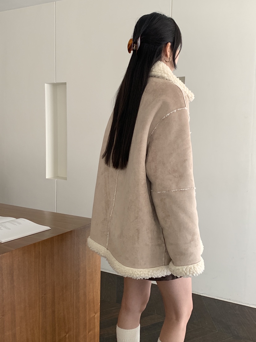 RE:OPENING韓國代購㊣女裝新款人氣職業熱賣中長款大衣兩面穿RE:OPENING中長款大衣