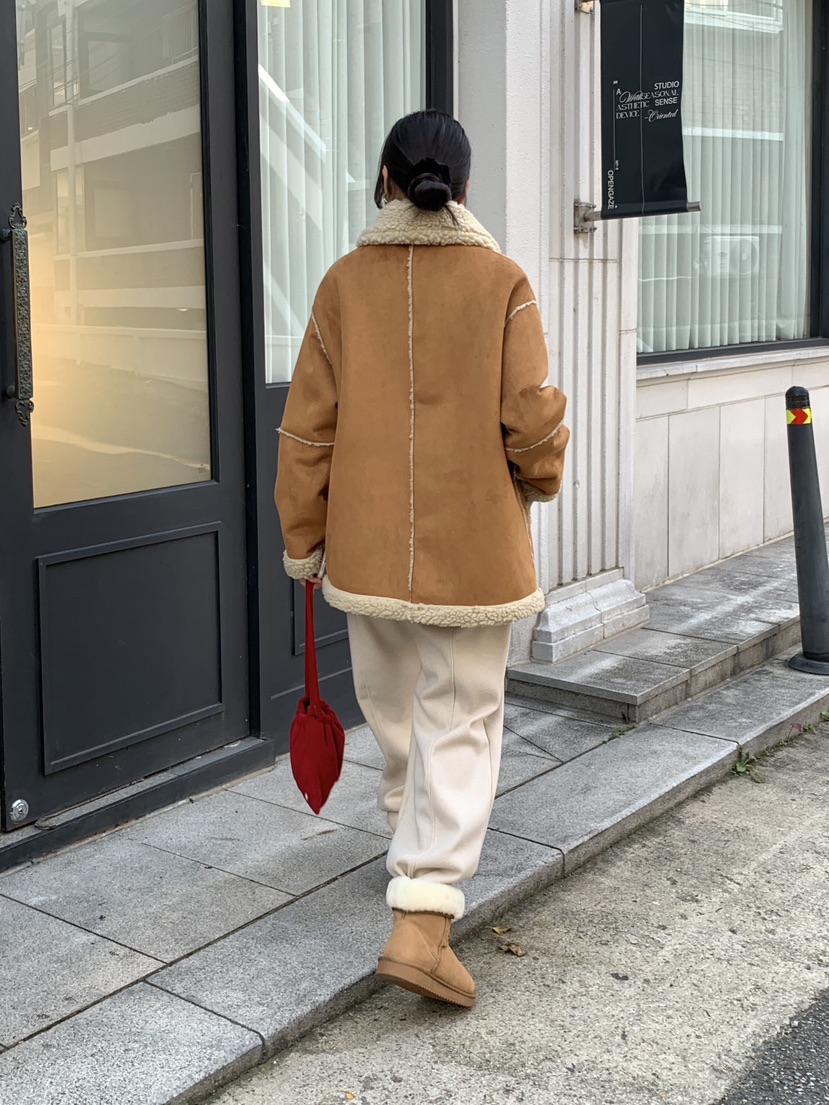 RE:OPENING韓國代購㊣女裝新款人氣職業熱賣中長款大衣兩面穿RE:OPENING中長款大衣