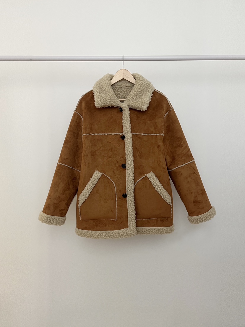 RE:OPENING韓國代購㊣女裝新款人氣職業熱賣中長款大衣兩面穿RE:OPENING中長款大衣圖色2