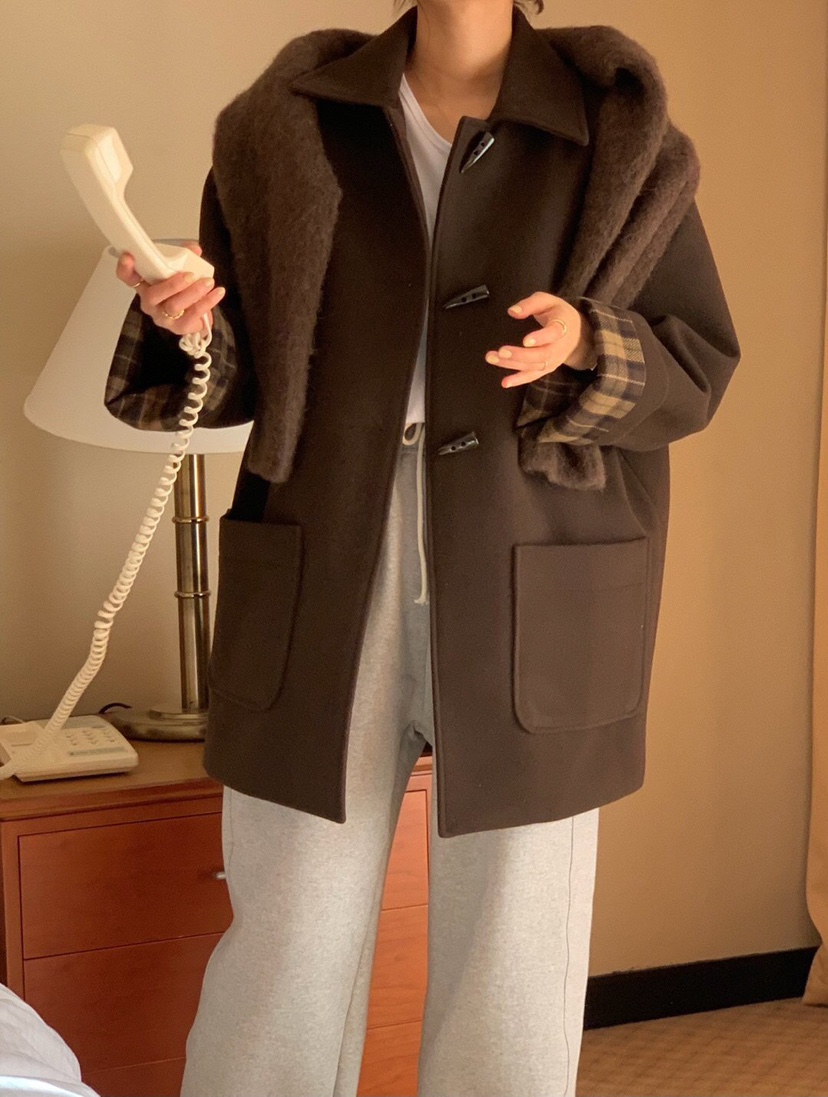 WOOD東大門㊣直郵女裝新款人氣熱賣職業時尚推薦25秋冬短款大衣WOOD短款大衣圖色2