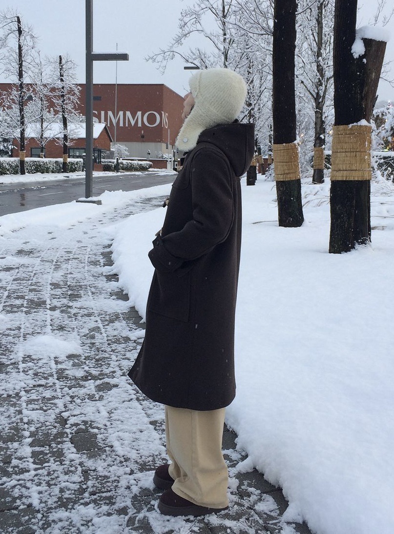 WOOD韓國直郵㊣女裝新品人氣職業時尚休閑熱賣中長款大衣雙層WOOD中長款大衣