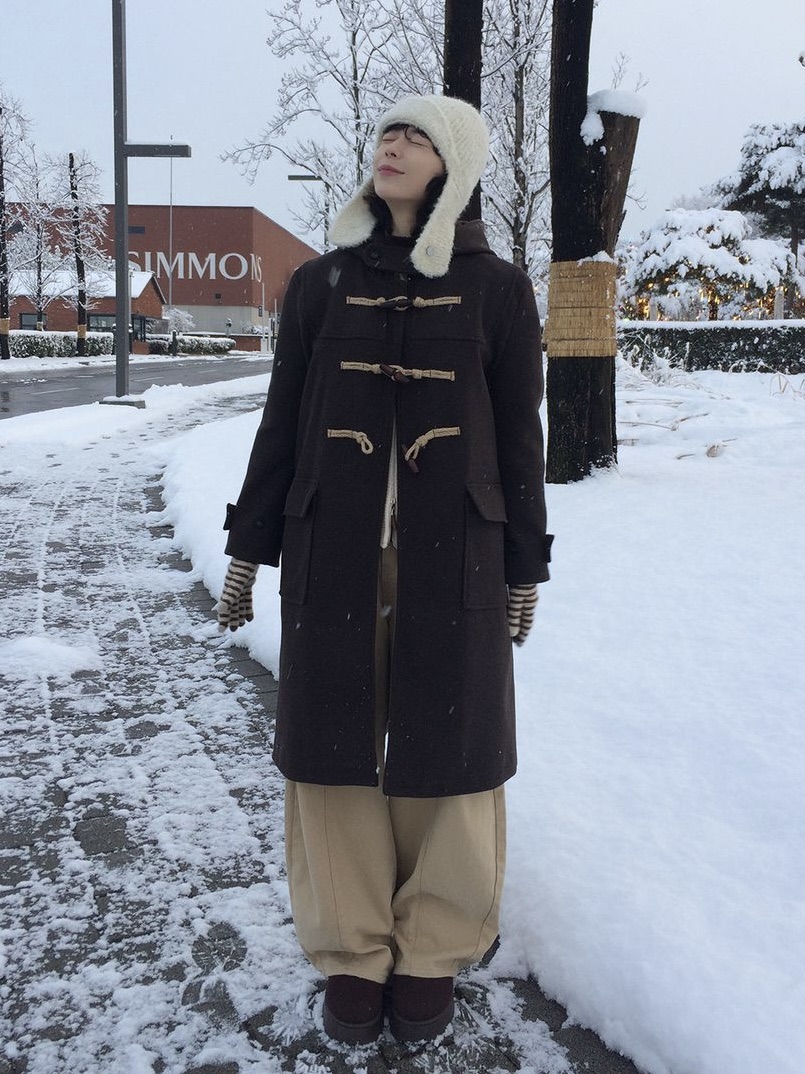 WOOD韓國直郵㊣女裝新品人氣職業時尚休閑熱賣中長款大衣雙層WOOD中長款大衣