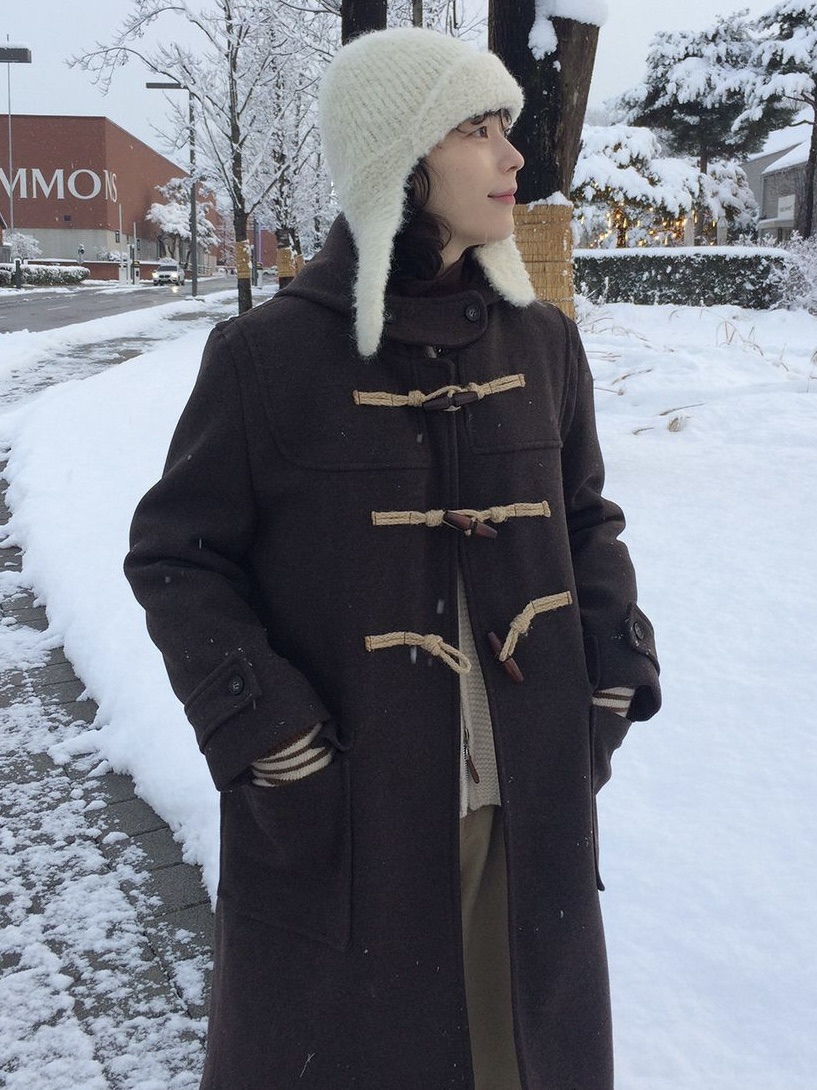 WOOD韓國直郵㊣女裝新品人氣職業時尚休閑熱賣中長款大衣雙層WOOD中長款大衣