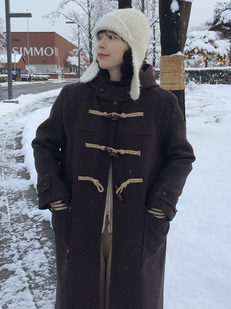 WOOD韓國直郵㊣女裝新品人氣職業時尚休閑熱賣中長款大衣雙層WOOD中長款大衣