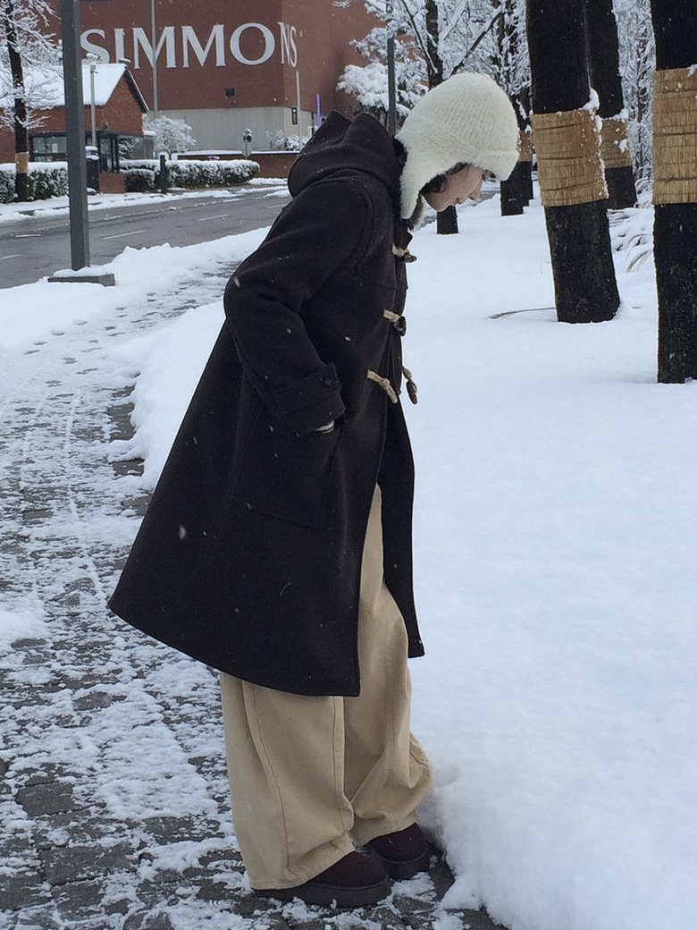 WOOD韓國直郵㊣女裝新品人氣職業時尚休閑熱賣中長款大衣雙層WOOD中長款大衣